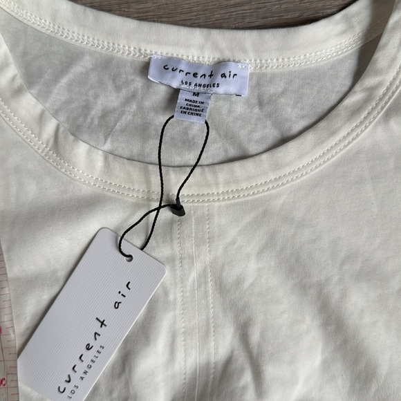 NEWAnthropologie current air contrast puff sleeves tie top white Medium - Picture 7 of 8